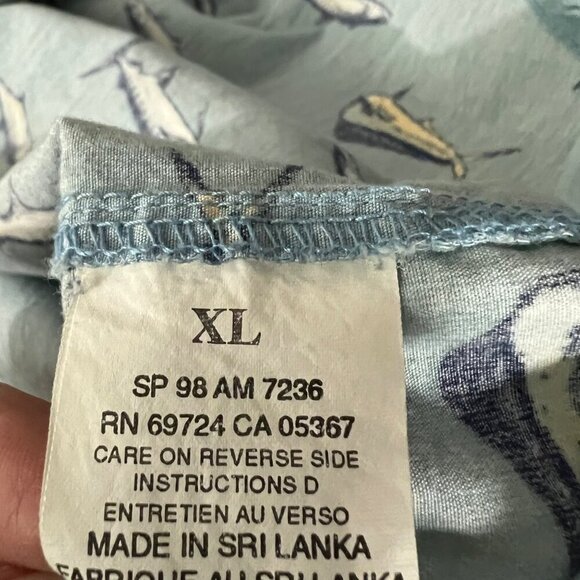 Columbia Men's Short Sleeve Button-Up Shirt With‎ Fish Print Light Blue XL - Picture 8 of 9